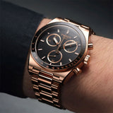 Tissot PRS 516 Chronograph Black Dial Rose Gold Steel Strap Watch for Men - T149.417.33.051.00 Authentic Buy Shop Now