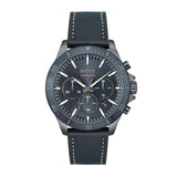 Hugo Boss Troper Chronograph Blue Dial Blue Leather Strap Watch for Men - 1514056 Authentic Buy Shop Now