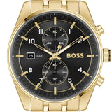 Hugo Boss Skytraveller Chronograph Black Dial Gold Steel Strap Watch for Men - 1514152 Buy Now By Hugo Boss