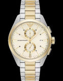 Emporio Armani Elegant Chronograph Cream Dial Two Tone Steel Strap Watch for Men - AR11605 Buy Now By Emporio Armani