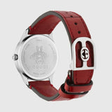 Gucci G Timeless Quartz Silver Dial Maroon Leather Strap Watch for Women - YA1265057 Authentic Buy Shop Now