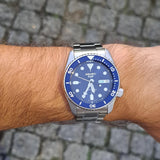 Seiko 5 Sports SKX Street Denim Blue Dial Silver Steel Strap Watch for Men - SRPL77K1 Authentic Buy Shop Now