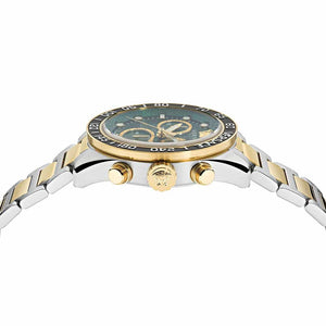 Versace Greca Dome Chronograph Green Dial Two Tone Steel Strap Watch for Men - VE6K00423 Buy Now By Versace