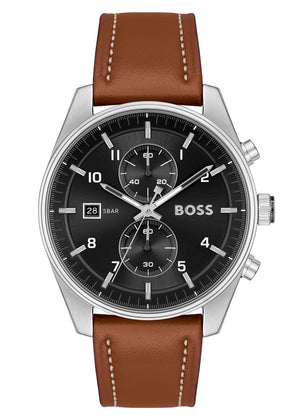 Hugo Boss Skytraveller Chronograph Black Dial Blue Leather Strap Watch for Men - 1514161 Buy Now By Hugo Boss