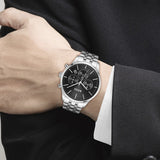 Hugo Boss Avery Chronograph Black Dial Silver Steel Strap Watch for Men - 1514157 Authentic Buy Shop Now