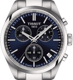 Tissot PR 100 Chronograph Blue Dial Silver Steel Strap Watch for Men - T150.417.11.041.00 Authentic Buy Shop Now