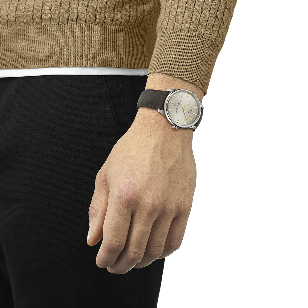 Tissot Chemin des Tourelles Automatic Powermatic 80 Ivory Dial Green Leather Strap Watch for Men - T139.407.16.261.00 Authentic Buy Shop Now