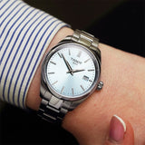 Tissot PR 100 Ice Blue Dial Silver Steel Strap Watch for Women - T150.210.11.351.00 Authentic Buy Shop Now