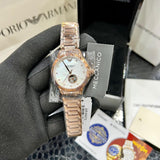 Emporio Armani Mia Meccanico Mother of Pearl Dial Rose Gold Steel Strap Watch for Women - AR60072 Buy Now By Emporio Armani