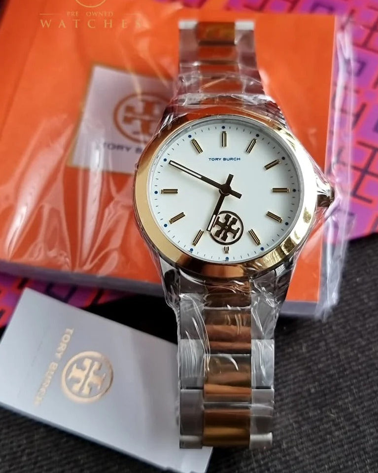 Tory Burch Collins White Dial Two Tone Steel Strap Watch for Women - TBW1306 Buy Now By Tory Burch
