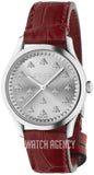 Gucci G Timeless Quartz Silver Dial Maroon Leather Strap Watch for Women - YA1265057 Authentic Buy Shop Now