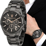 Maserati Attrazione Chronograph Black Dial Black Steel Strap Watch for Men - R8853151001 Authentic Buy Shop Now