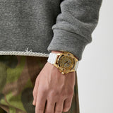 Philipp Plein The Skull Gold Dial White Silicone Strap Watch for Men - PWAAA1221 Authentic Buy Shop Now