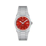 Tissot PRX Quartz Red Dial Silver Steel Strap Watch for Women - T137.210.11.421.00 Authentic Buy Shop Now