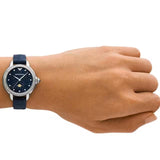 Emporio Armani Mia Moonphase Blue Dial Blue Leather Strap Watch for Women - AR11629 Buy Now By Emporio Armani