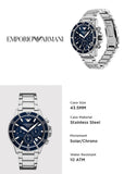 Emporio Armani World Explorer Chronograph Blue Dial Silver Steel Strap Watch for Men - AR11681 Buy Now By Emporio Armani