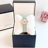 Gucci G Timeless Silver Dial Green Leather Strap Watch for Women - YA1265040 Authentic Buy Shop Now