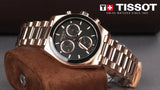 Tissot PRS 516 Chronograph Black Dial Rose Gold Steel Strap Watch for Men - T149.417.33.051.00 Authentic Buy Shop Now