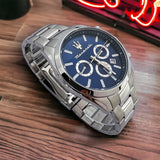 Maserati Attrazione Chronograph Blue Dial Silver Steel Strap Watch for Men - R8853151005 Authentic Buy Shop Now