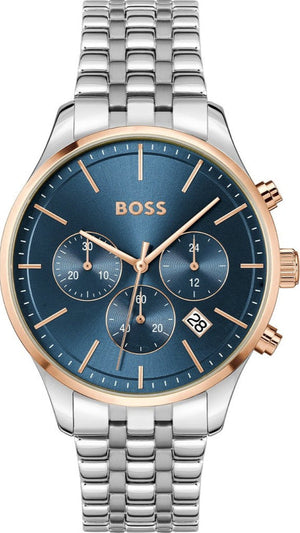 Hugo Boss Avery Chronograph Blue Dial Silver Steel Strap Watch for Men - 1514158 Authentic Buy Shop Now