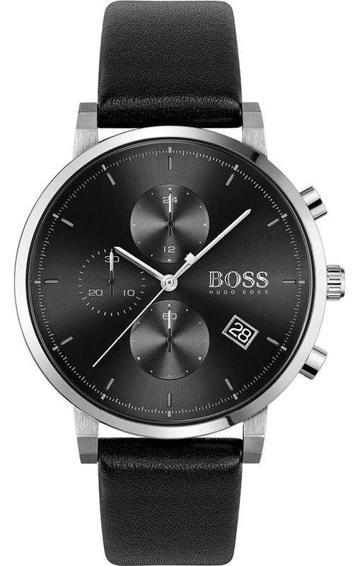 Hugo Boss Integrity Chronograph Black Dial Black Leather Strap Watch for Men - 1513777 Authentic Buy Shop Now
