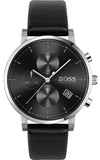 Hugo Boss Integrity Chronograph Black Dial Black Leather Strap Watch for Men - 1513777 Authentic Buy Shop Now