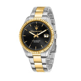 Maserati Competizione Black Dial Two Tone Steel Strap Watch for Men - R8853100042 Authentic Buy Shop Now