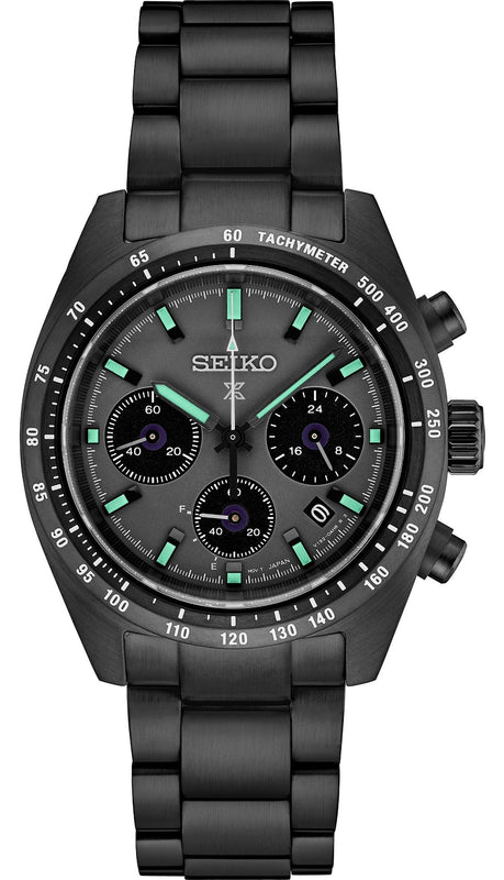 Seiko Prospex Speedtimer The Black Series Limited Edition Black Dial Black Steel Strap Watch for Men - SSC917 Authentic Buy Shop Now
