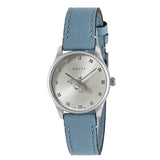 Gucci G Timeless Silver Dial Blue Leather Strap Watch for Women - YA1265039 Authentic Buy Shop Now