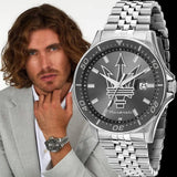 Maserati SFIDA Chronograph Grey Dial Silver Steel Strap Watch for Men - R8853140010 Authentic Buy Shop Now