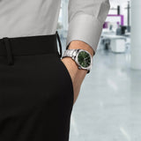 Tissot PR 100 Green Dial Silver Steel Strap Watch for Men - T150.410.11.091.00 Authentic Buy Shop Now
