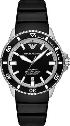 Emporio Armani Sea Explorer Black Dial Black Silicone Strap Watch for Men - AR60086 Buy Now By Emporio Armani