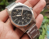 Seiko 5 Sports Flieger Automatic Black Dial Silver Steel Strap Watch for Men - SRPH27K1 Authentic Buy Shop Now
