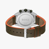 Hugo Boss Cloud Chronograph Olive Green Dial Green Leather Strap Watch for Men - 1514018 Authentic Buy Shop Now