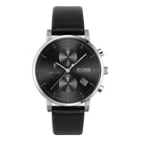 Hugo Boss Integrity Chronograph Black Dial Black Leather Strap Watch for Men - 1513777 Authentic Buy Shop Now