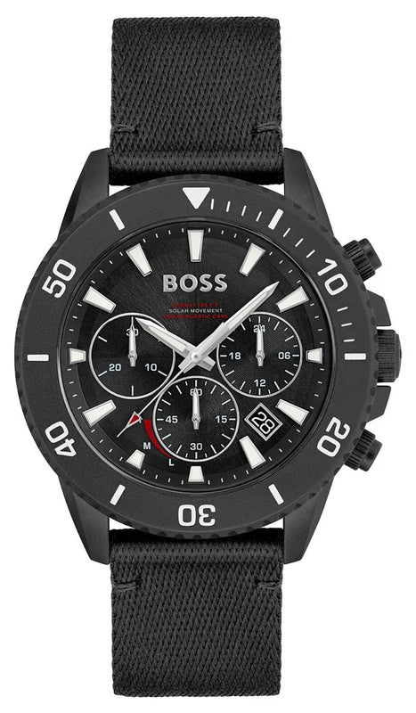 Hugo Boss Admiral Chronograph Black Dial Black Nylon Strap Watch for Men - 1513918 Authentic Buy Shop Now