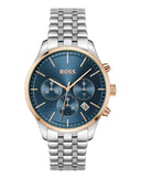 Hugo Boss Avery Chronograph Blue Dial Silver Steel Strap Watch for Men - 1514158 Authentic Buy Shop Now