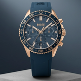 Hugo Boss Runner Chronograph Blue Dial Blue Silicone Strap Watch for Men - 1514169 Buy Now By Hugo Boss