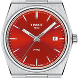Tissot PRX Quartz Red Dial Silver Steel Strap Watch for Men - T137.410.11.421.00 Authentic Buy Shop Now
