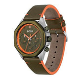 Hugo Boss Cloud Chronograph Olive Green Dial Green Leather Strap Watch for Men - 1514018 Authentic Buy Shop Now