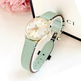 Gucci G Timeless Silver Dial Green Leather Strap Watch for Women - YA1265040 Authentic Buy Shop Now