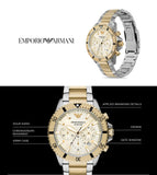 Emporio Armani World Explorer Chronograph Cream Dial Two Tone Steel Strap Watch for Men - AR11606 Buy Now By Emporio Armani