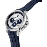 Maserati Successo Chronograph Silver Dial Blue Silicone Strap Watch for Men - R8871621042 Authentic Buy Shop Now