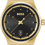Hugo Boss Candor Black Dial Gold Steel Strap Watch for Men - 1514077 Buy Now By Hugo Boss