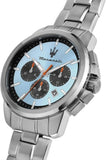 Maserati Successo Chronograph Ice Blue Dial Silver Steel Strap Watch for Men - R8873621044 Authentic Buy Shop Now