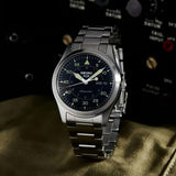 Seiko 5 Sports Flieger Automatic Black Dial Silver Steel Strap Watch for Men - SRPH27K1 Authentic Buy Shop Now