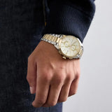 Emporio Armani Elegant Chronograph Cream Dial Two Tone Steel Strap Watch for Men - AR11605 Buy Now By Emporio Armani