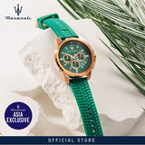 Maserati Successo Chronograph Green Dial Green Silicone Strap Watch for Men - R8871621038 Authentic Buy Shop Now