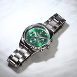 Maserati Competizione Chronograph Green Dial Silver Steel Strap Watch for Men - R8853100044 Authentic Buy Shop Now