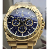 Maserati Velocità Chronograph Blue Dial Gold Steel Strap Watch for Men - R8873652002 Authentic Buy Shop Now
